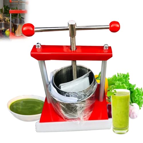 Pressoir à Fruits et à vin en Acier Inoxydable de 2/3/6/12L – Pressoir à cidre Manuel Robuste avec poignée en T et Structure Stable, Poutre transversale pivotante pour la Fabrication de jus de Pom 2L