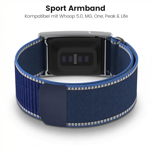 SimpleThings Bransoletka sportowa do WHOOP 5.0 / MG/One/Peak/Life – metalowa osłona, kompatybilna z EKG, elastyczny, oddychający pasek nylonowy kompatybilny z Whoop 5.0, Nylon