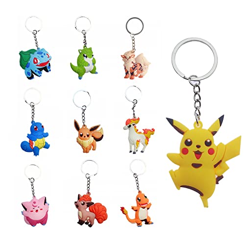 TOMYEUS 10 Stück Anime Silikon Schlüsselanhänge, Schlüsselanhänger mit Cartoon Figures, Schlüsselband der Elf Serie für Erwachsene und Kinder sind Rucksäcke, Schlüssel geeignet, Blau, 10*4*2.4 Cover