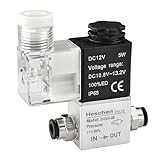 Heschen Aluminium, Elektrisches pneumatisches Magnetventil 2V025-08 12VDC PT1/4 2/2-Wege normalerweise geschlossen IP65 CE, Silberfarben / Schwarz