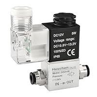 Heschen Aluminium, Elektrisches pneumatisches Magnetventil 2V025-08 12VDC PT1/4 2/2-Wege normalerweise geschlossen IP65 CE, Silberfarben/Schwarz