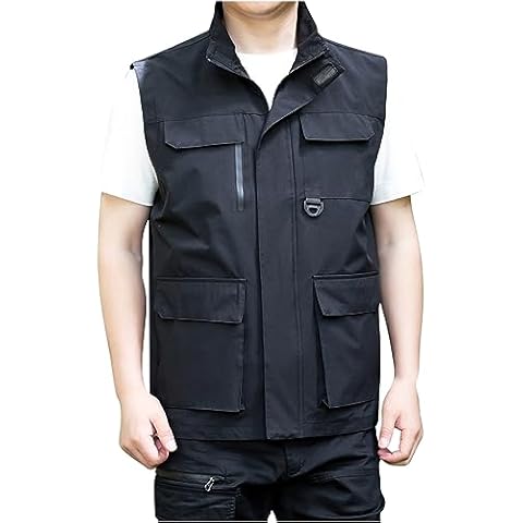 Men's Cotton Rich Waistcoat Jacket Multi Pocket Vest Outdoor Fishing Camping Activewear Sleeveless Traveling Photography Hiking Hunting Tactical Outerwear Gilet Lightweight Windproof Thin Vest Jacket Cover