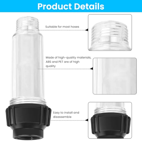 Image of STHIRA Pressure Washer Filter Kit Compatible with Karcher, Inlet Adapter | Debris Filtration, Helps Protect Pump, Plastic Housing, Inlet Filter and Quick Connector Adapters, Check Fit Before Use