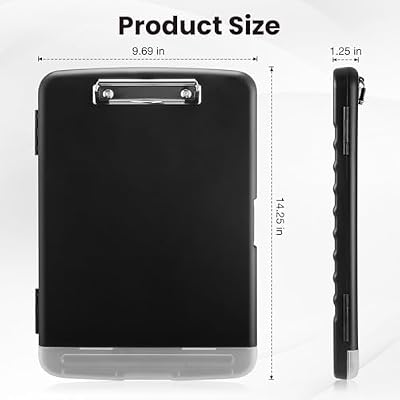 Sooez Clipboard with Storage, Clip Board 8.5 x 11 with Pen Holder, Plastic Organization Case Box for Letter Legal A4 Size Paper, Low Profile Clip, Nurses Teachers Must Haves, School & Office Supplies
