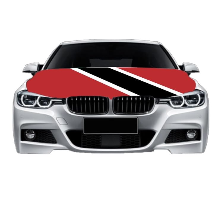 Image of Car Hood Cover Country Flag Hood Cover Durable Weatherproof Universal Fit Car Cover for All Seasons Protection Custom Fit for Cars Trucks SUVs (Trinidad and Tobago)