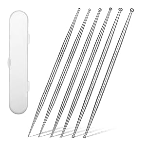 Heclia 6PCS Facial Reflexology Massage Tool Stainless Steel Acupuncture Pen Reflexology Tools Headed Ear Acupressure and Body Point Probe Pen for Deep Tissue Muscle Relax Point Massage Tool