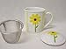 TISANA TISANERA Taza MUG Tapa Infusion TE Filtro Metal 200ML Porcelana Margarita Amarillo Vichy Amarillo