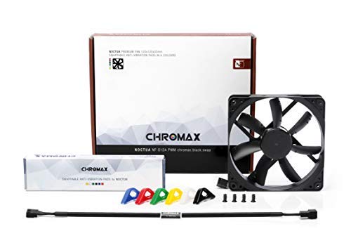 Noctua NF-S12A PWM chromax.black.swap, Cichy, 4-Pinowy Wentylator Klasy Premium (120 mm, Czarny)