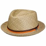 Lipodo Diamond Crown Strohhut Damen Herren Sonnenhut Made in Italy Hut 100% Stroh Pork Pie Frühjahr Sommer Natur M (56-57 cm)