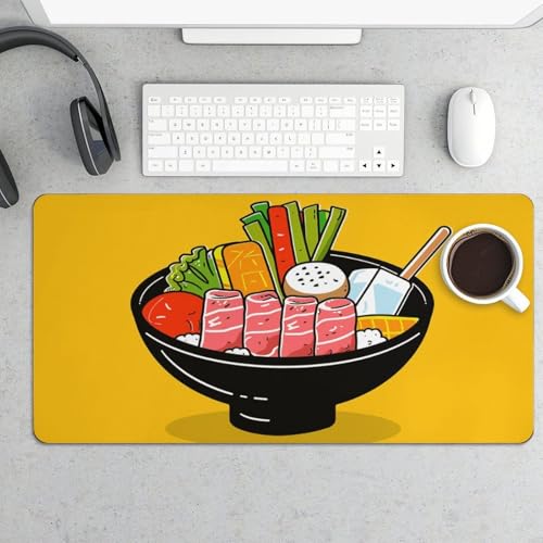 Desk Pad Protector 24x12 Inch Extended Cartoon Hotpot Doodle