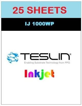Teslin174ynthetic Paper - for Inkjet Printers - Waterproof Inkjet Grade PPG IJ 1000WP - Full Sheet 10 Mil | Pack of 25