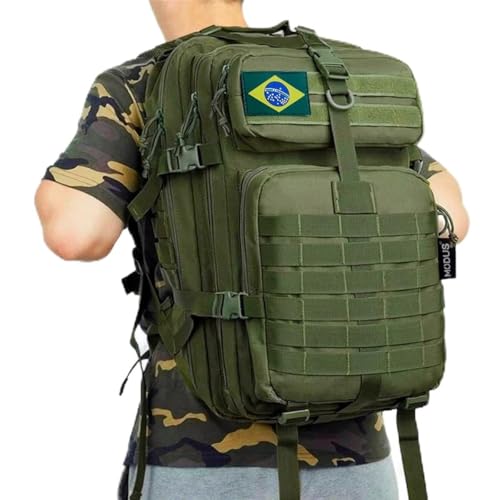 50L Mochila de Viagem Masculina Impermeável, Perfeito para viagens, deslocamentos diários e estudos (Verde militar)