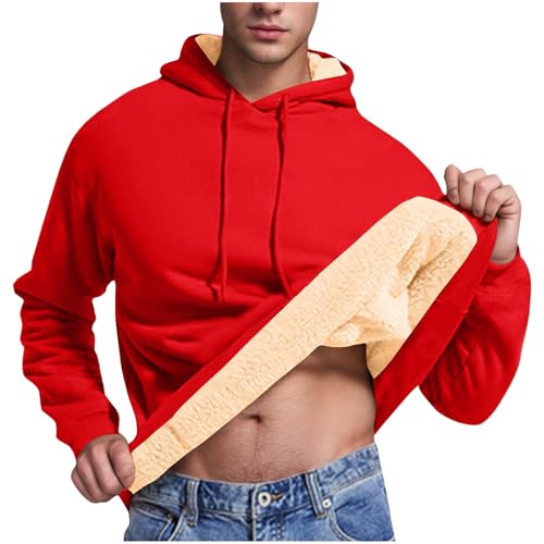 Hoodies for Men Heavyweight Fleece Lined Hoodie Thick Winter Pullover Warm Hooded Sweatshirt Thermal Windproof Jacket2