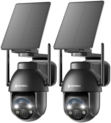 2PCS 2K Camera Surveillance WiFi Exterieure sans Fil Solaire, 2.4...