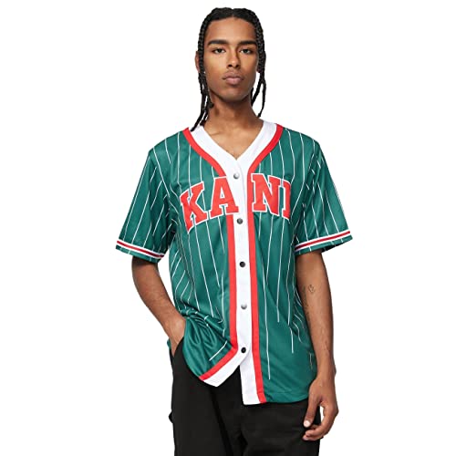 Karl Kani Herren KM223-045-1 Serif Pinstripe Baseball Shirt L Dark...