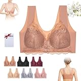 Brasier básico de encaje sólido para mujer, sin varillas, cierre frontal, cómodo, brasier deportivo moldeador diario para mujer (café, 3XL)