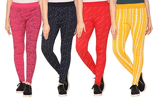 Image of SHAUN Women Free Size (Waist Size-26-34 inch) Stretchable Jegging (Length 37-39 inch Pack of 4)