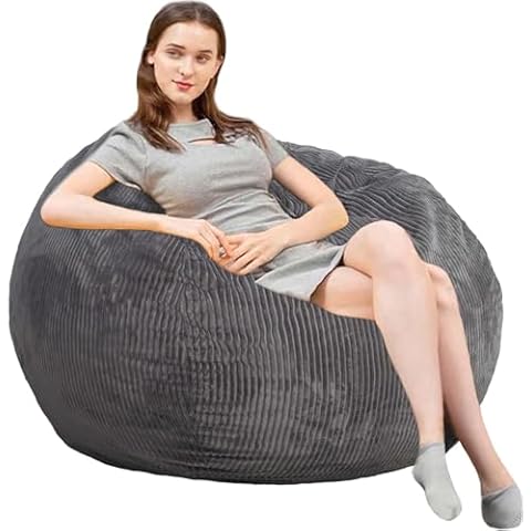 Kisoy Bean Bag Chairs with Faux Rabbit Fur Cover Cover