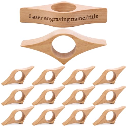 Resurhang 12 Pcs Wood Book Page Holder for DIY Laser Engraving Wooden Thumb Bookmark Page Holder for Novel Reading Gifts for Book Lovers Readers Reading Accessories (Beech Wood Grid Style)