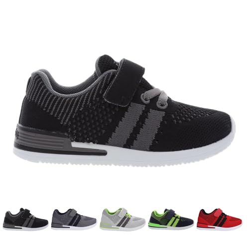 Oomphies Wynn Boys Athletic Sneakers – Breathable Knit Upper, Hook & Loop Closure, Cushioned Insole & Lightweight Design