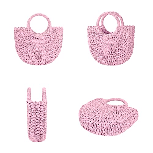 Image of Womens Straw Beach Bag Woven Crossbody Shoulder Bags Top Handle Satchel Handbag Purse for Summer