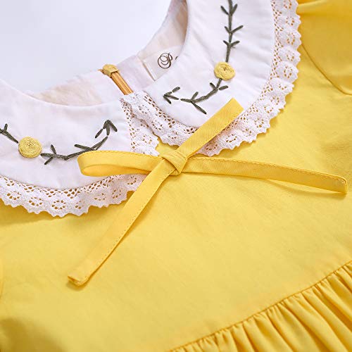 Pettigirl Girls Elegant Easter Summer Yellow Ruffle Lace Short Sleeve Casual Clothes Kids Toddler Lovely Festival Dress3