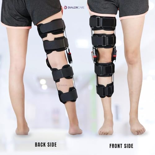 Image of DIALDRCARE Hinged Knee Brace Leg Support Protector Medical Meniscus Tear Recovery Stabilizer (Black)