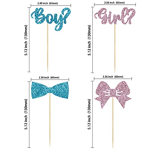 Gyufise 36Pcs Boy Or Girl Cupcake Toppers Glitter Bow Tie Cupcake Picks Baby Shower Cake Topper Decorations For Kids Birthday Gender Reveal Party Cake Decorations Supplies #TOP1