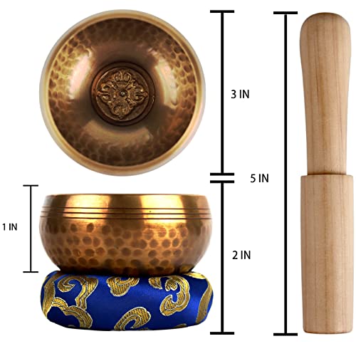 Regis Tibetan Singing Bowl Set ， Mindfulness, And Stress Relief Zen Decor，Bowl Handcrafted In Nepal For Healing And Mindfulness (3 Inch) #TOP1