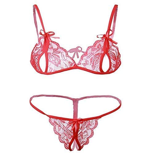 flute Women's Sexy Net Lace Lingerie Set/Bikini Set/Bra Panty Set for Honeymoon Free Size-picture-32