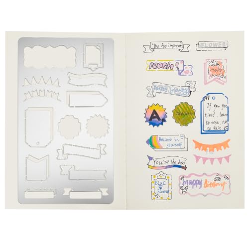 INFUNLY Metal Journal Stencils Banners Metal Stencils Bookmark Label Stencil Reusable Planner Metal Template for Journaling Diary Wood Carving Drawings Woodburning Engraving Scrapbooking