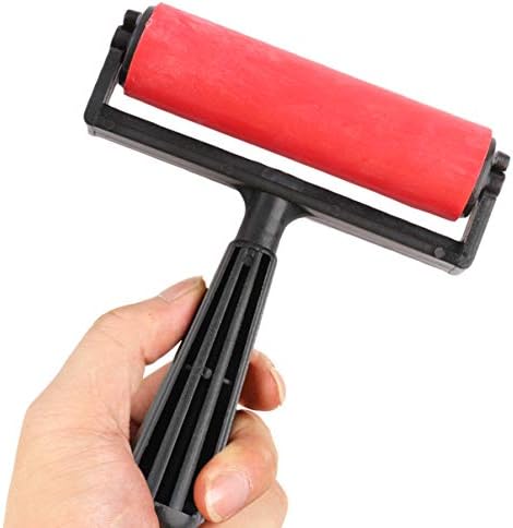 EXCEART 10cm Rubber Roller Brayer Soft Rubber Applicator Paint Brush Slab Roller for Arts Crafts Ink Printmaking Block Stamping Printing Applying Glue Wallpaper (Green)