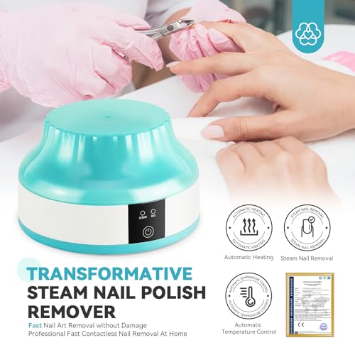 Image of Saviland Essentials Nail Polish Remover Machine: Nail Soaking Bowl & Acetone Nail Polish Remover Gel Nail Remover Machine with Nail Soak off Bowl Soaker Tech Acrylic Nail Remover Steam Salon Home DIY