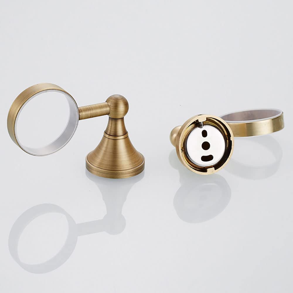 Porta spazzolino da denti a parete, Tazza in ceramica da parete con organizer for dentifricio e rasoio, in ottone bronzato
