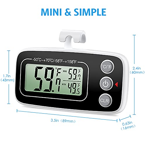 Amir Upgraded Refrigerator Thermometer, Digital Freezer Thermometer With Hook, Easy To Read Lcd Display, Max/Min Function, Perfect For Home, Restaurants, Cafes, Bars, Etc. (4 Pack) #TOP3
