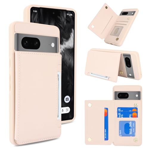 iCoverCase Compatible with Google Pixel 7 Case with Card Holder Wallet Phone Case for Women Men [RFID Blocking] PU Leather Protective Wallet Case for Pixel 7 (Beige)