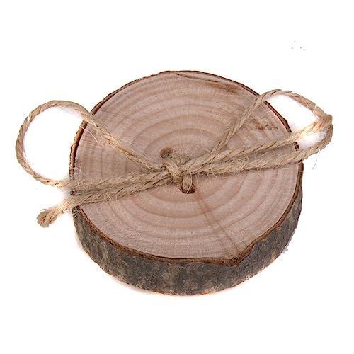 FELTECHELECTR Wood Ring Pillow Rustic Shabby Chic Wedding Decorations for Ring Bearer round Wooden Design for Wedding Day Decorations