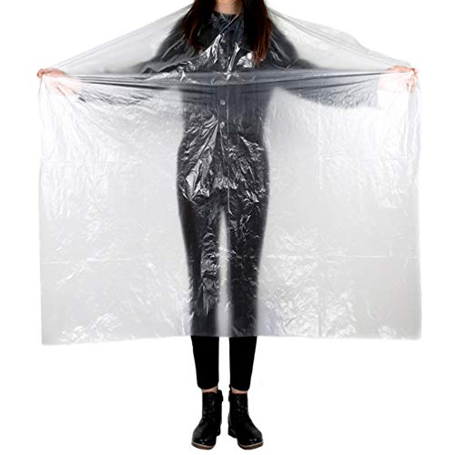 Aelegantmis 50/100PCS Disposable Shampoo Cape Barber Hair Salon Cape Waterproof Transparent Hair Cutting Capes 120x160cm (50PCS)
