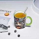 DZBDWZXH Green Handle Ceramic Coffee Mugs 11oz, (Pebble Stone) Print Restaurant Coffee Mug for Coffee,Cappuccino,Tea,Cocoa,Cereal - Image 9