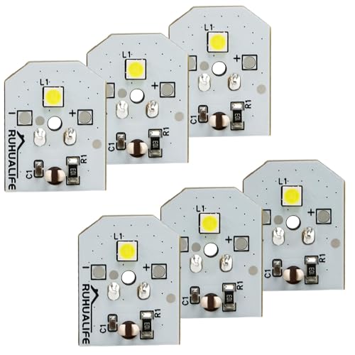 RUHUALIFE 6 PCS Refrigerator LED Lights Refrigerator Bulbs Refrigerator Lamp Modules Compatible with GE Replace#: WR55X30602 WR55X26486 WR55X11132 WR55X25754
