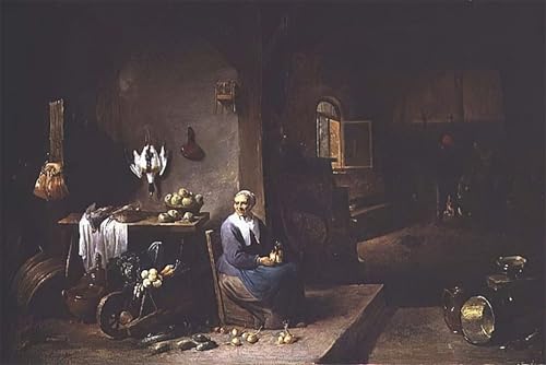 Pintura al óleo clásica de David Teniers para una decoración elegante en tu salón de 60x90cm