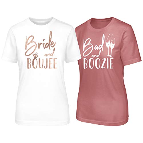 Funny Bachelorette Party Shirts For Bride and Bridesmaid, Wedding Party T-Shirts, Bridal Party Proposal T-shirts, Bride and Boujee, Bad and Boozie Shirts