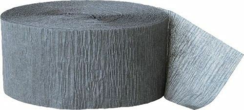 EliteKoopers 81ft Grey Crepe Paper Streamer Roll For Wedding, Birthday Party Supplies Decorations (1 Roll) — image 1
