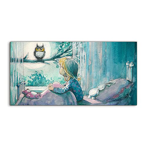 Habiller un grand mur vide grâce à l'image sur verre Watercolor owl girl