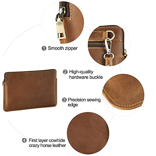 Leather Laptop Sleeve 13-14 Inch Case, Luxffel Vintage Leather Laptop Case With Zipper Pocket, Compatible With Macbook Air 13, Macbook Pro 13/14, Surface Pro 7/8/9/X, Dell Xps 13, Brown #TOP3