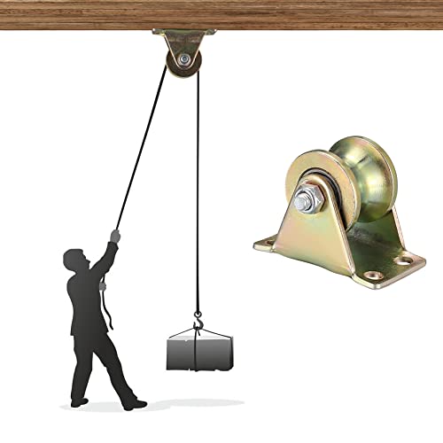 Foto von Umlenkrollen für Seile, 4 Stk U-Nut Rollenrad Umlenkrolle Hebekran Seilrolle Flaschenzüge, Seilrollen, Schwerlastrollen für Flaschenzugsystem, Rolltore, Invertierte, Wäscheleine, Umlenkrollen Seil
