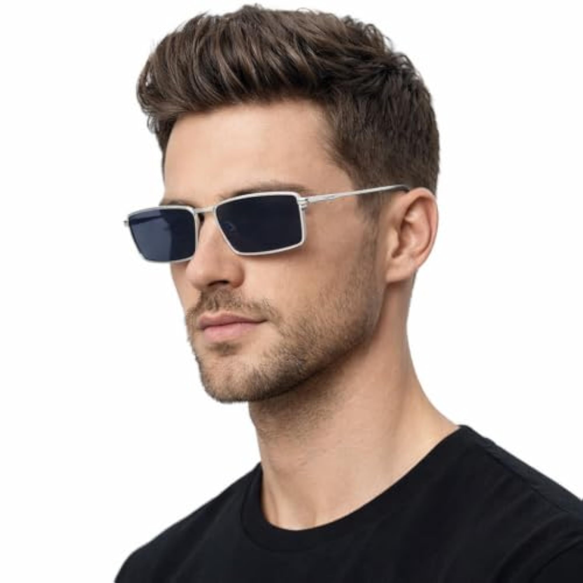 Small Rim Sunglasses with Slim Metal Frame