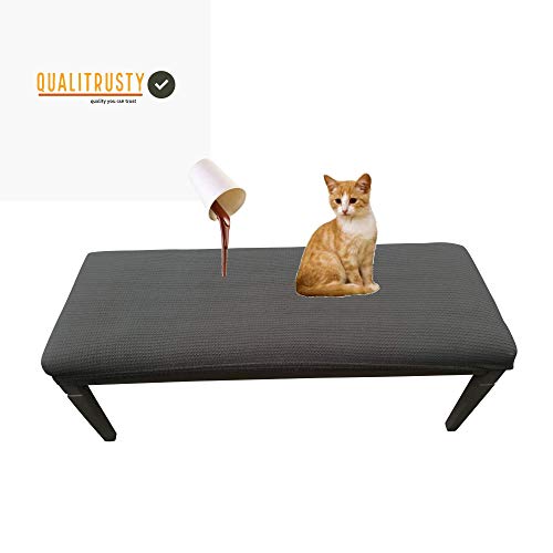 Qualitrusty Waterproof Dining Bench Protector - Perfect for Kids, Elderly, Restaurants, Dental Clinics, Party, Home - Machine Washable, Stretchy, Snugly Fit, Clean The Mess Easily (60x17, Charcoal)