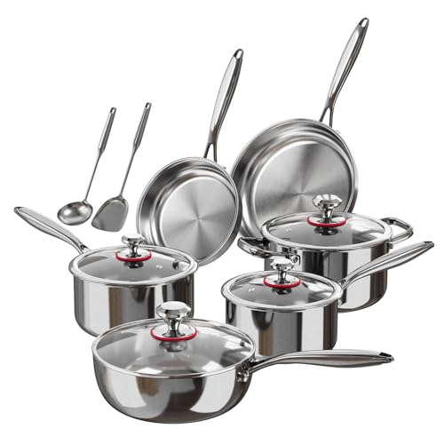 La mejor selección de Bateria Luxury Generation de esta semana. 47 FULIFE Batería de Cocina de Acero Inoxidable 316, Juego de Ollas y Sartenes con Wok, 28 Piezas, Tecnología Tricapa Integral Compatible con Inducción y Gas