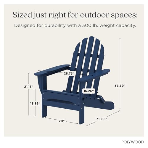 POLYWOOD AD5030NV Classic Folding Adirondack Chair, Navy - Image 3